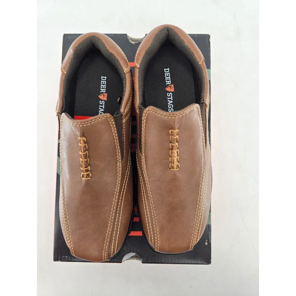 Deer Stags Stadium Loafers Boys Size 4 M Brown HTEC Slip On Shoes - Excellent